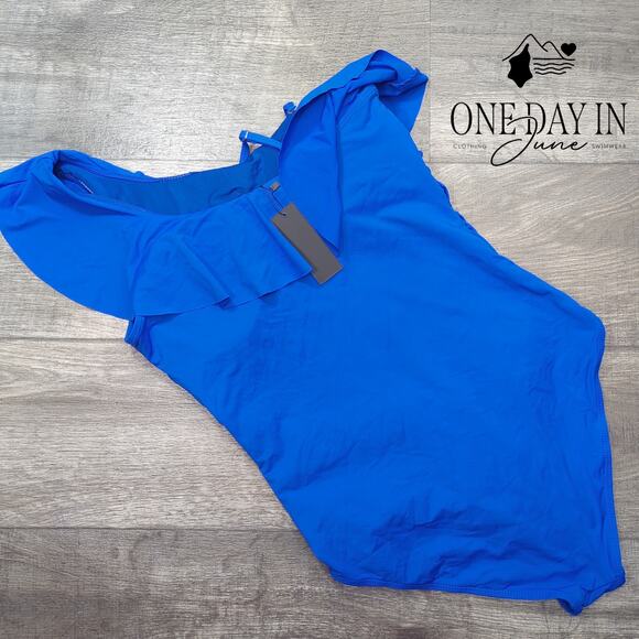 Tempt Me Ruffle One Shoulder One Piece Swimsuit Size XL - Picture 6 of 6